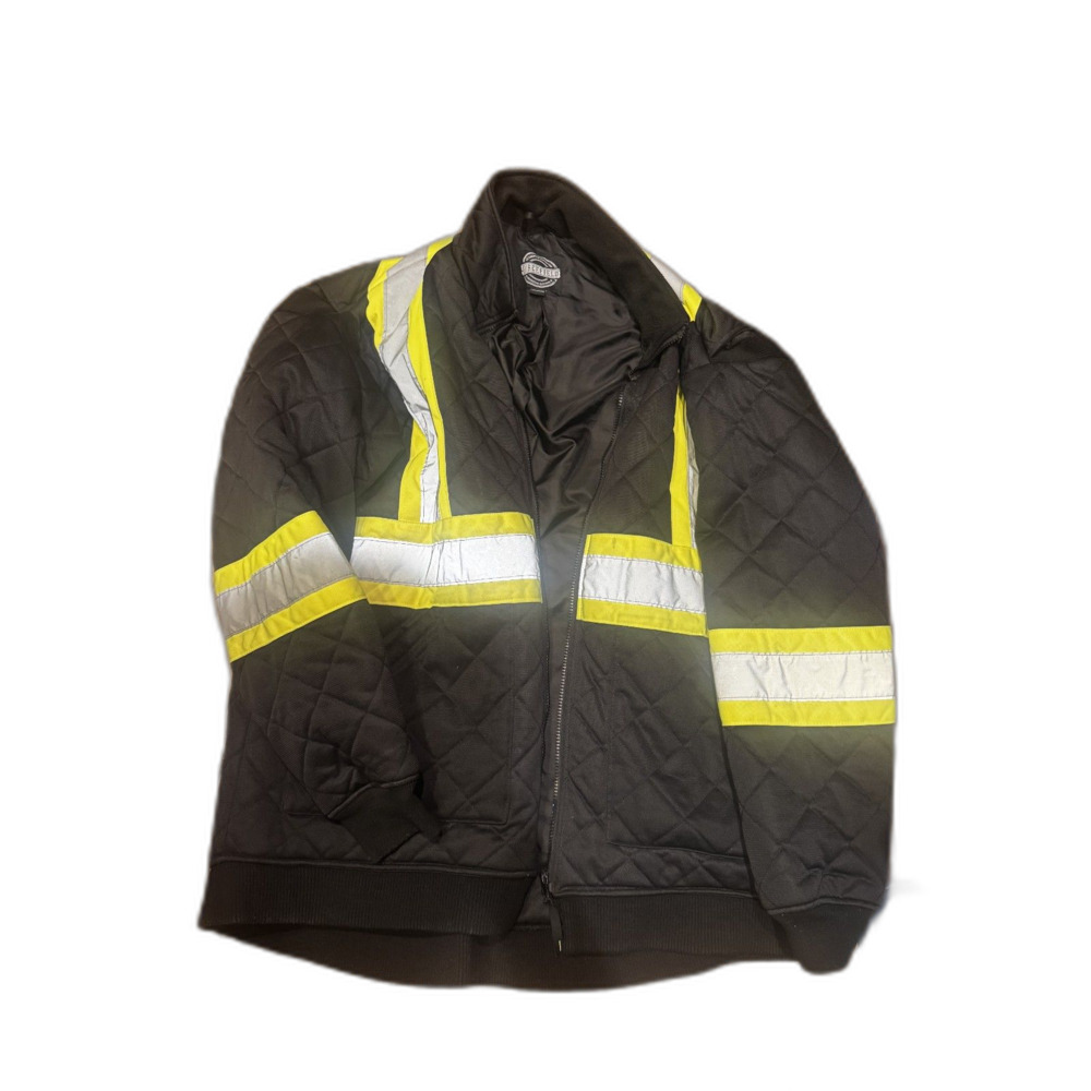 ForceField Hi Vis Safety Bomber Jacket Black Yellow Reflective Quilted Work 2XL